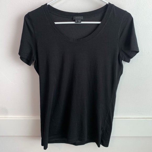 THEORY Womens Black Animal Print Short Sleeve Top main image 1